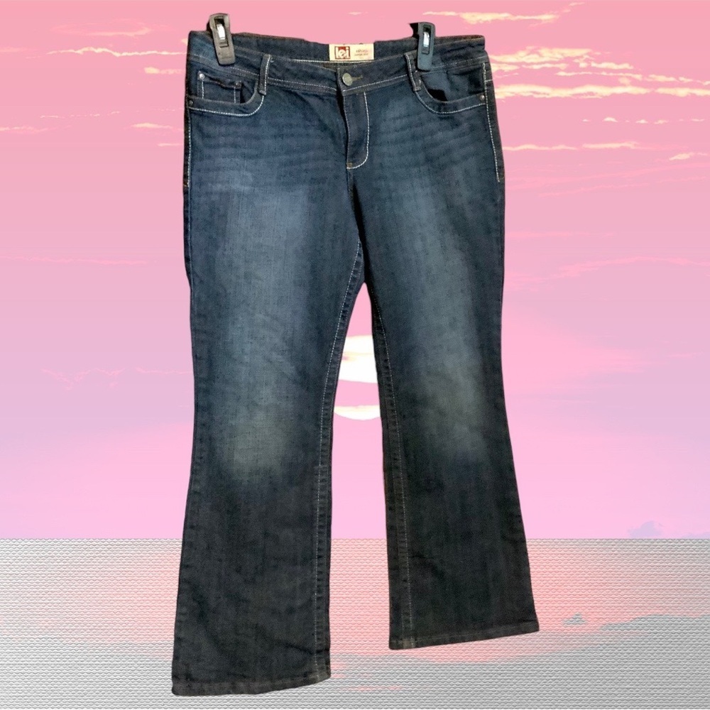 L.E.I. Dark Blackish Blue Ashley Low Rise Boot Cut Jeans Jrs 15 Short